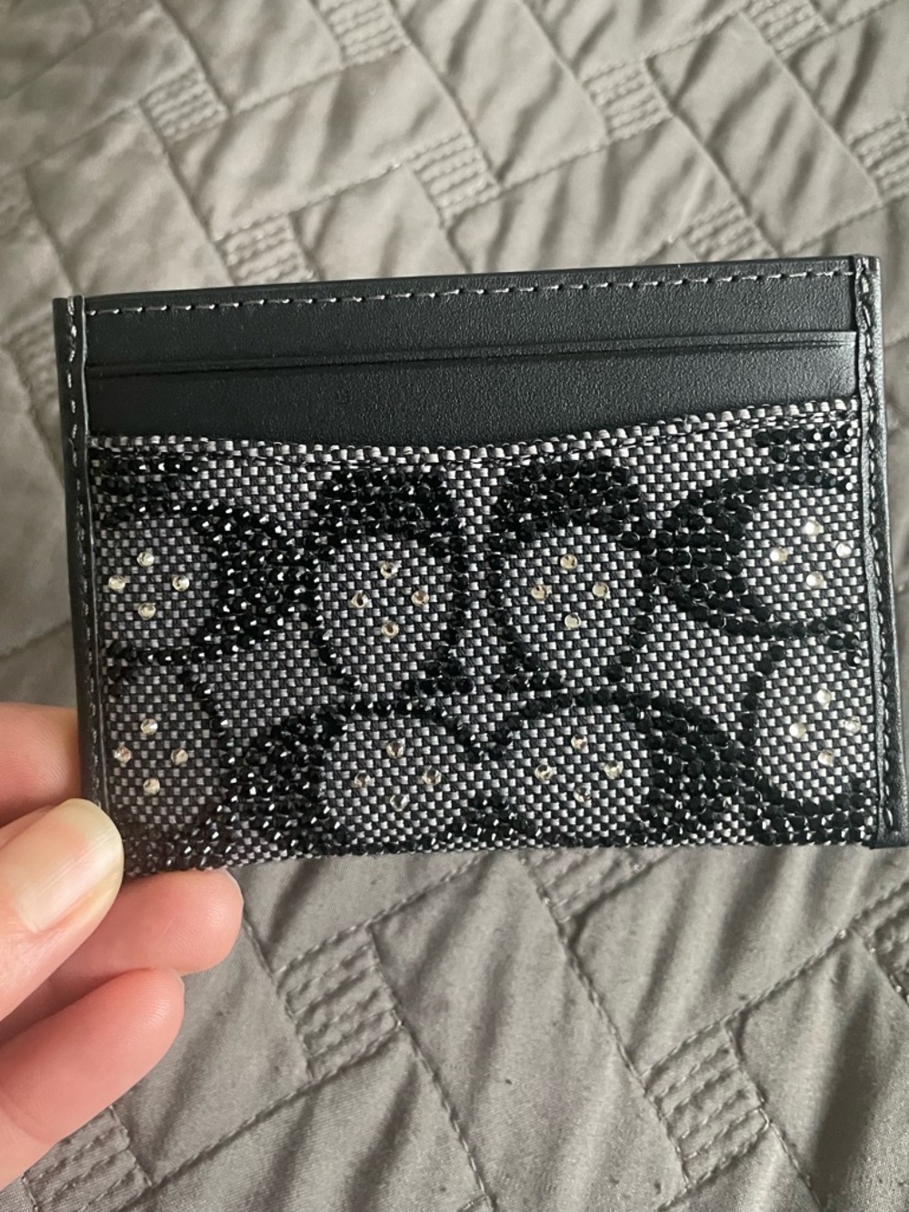 Coach crystal signature jacquard card case